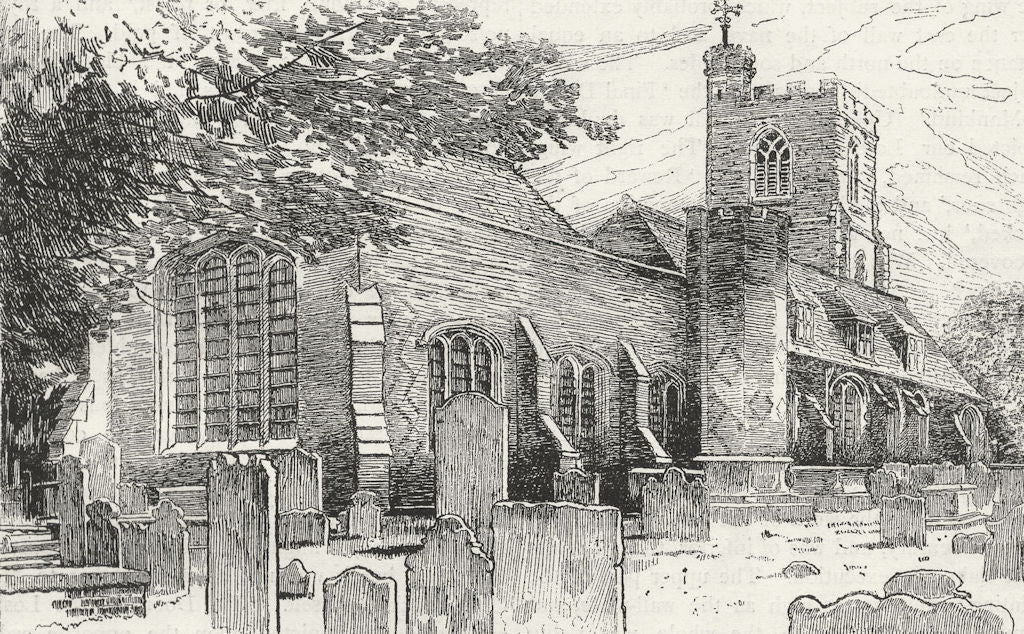 LONDON. West Ham Church 1888 old antique vintage print picture